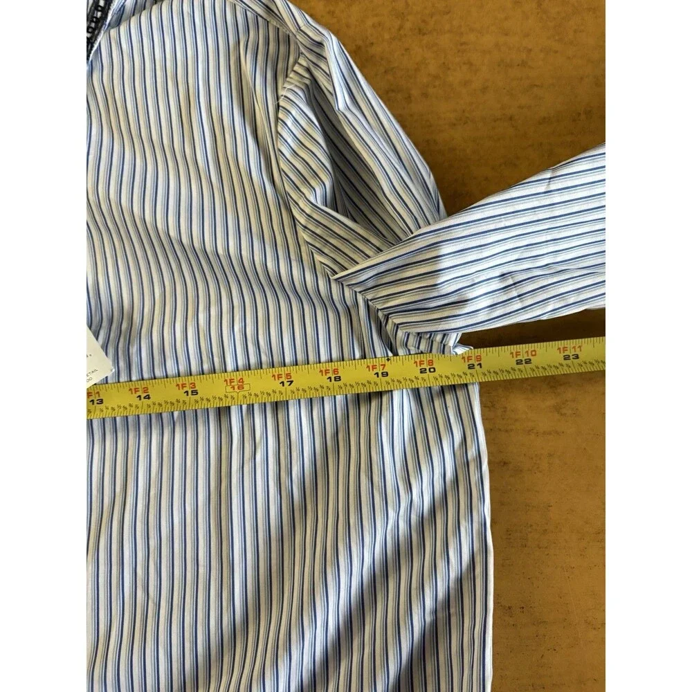 Tory Burch Blue White Pinstripe Cotton Paige‎ Top Bell Sleeves Size 12 NWT
